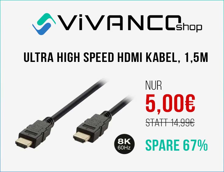 Nur 5 € für Ultra High Speed HDMI Kabel bei VIVANCO