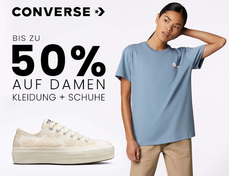 Converse: Bis zu 50% Rabatt auf Damen Kleidung und Schuhe