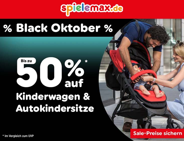 Bis zu 50% auf Kinderwagen und Autositze im Black Oktober