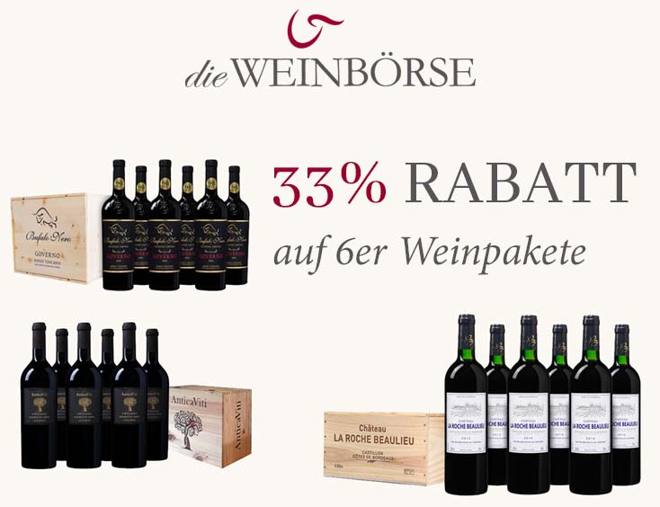 33 %-Rabatt auf die 6er-Weinpakete