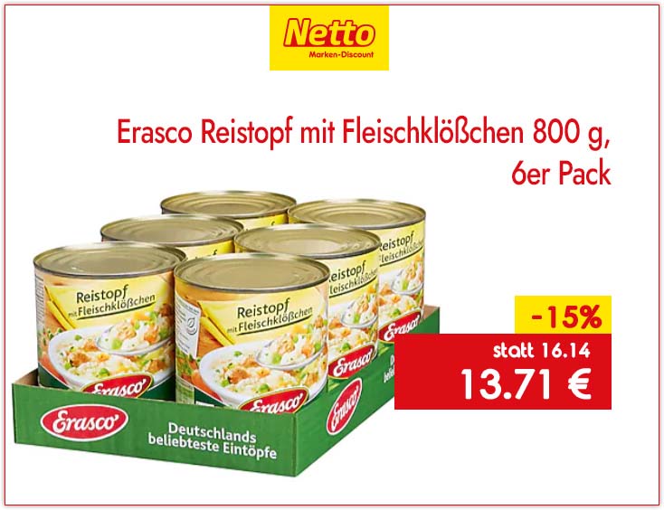-15% | 6er Erasco Reistopf mit Fleischklößchen
