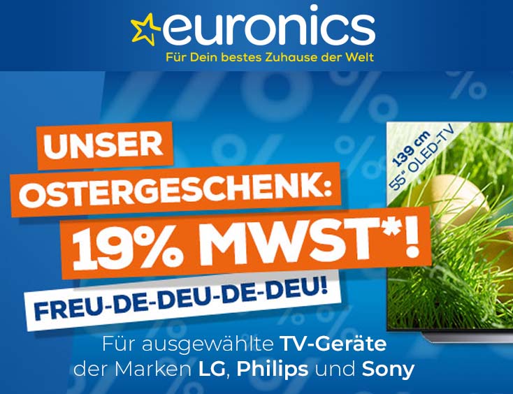 Ostergeschenk: 19% auf TV Marken LG,Philips & Sony