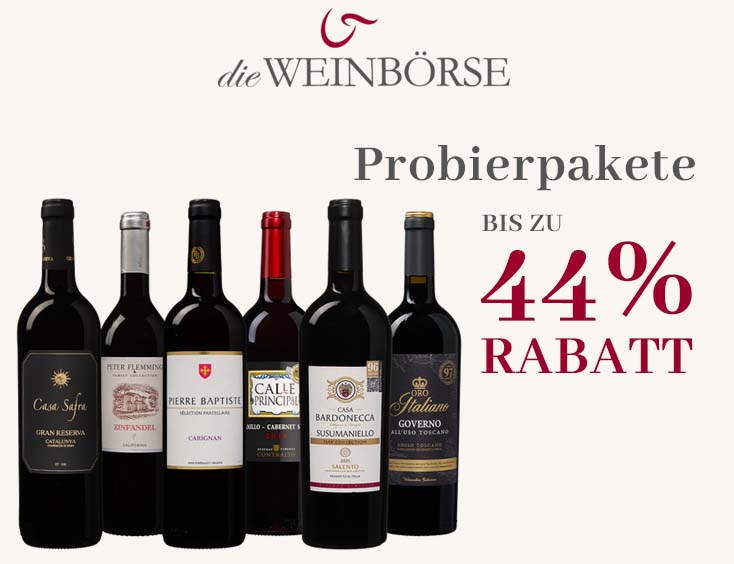 Wein in Probierpaketen bis zu 44% Rabatt