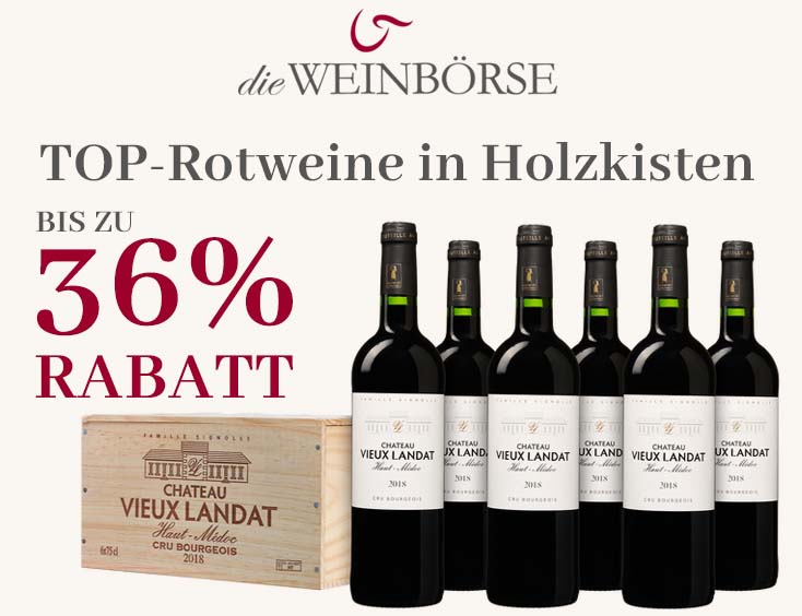 Bis zu 36 %-Rabatt auf Top-Rotweine in Holzkisten