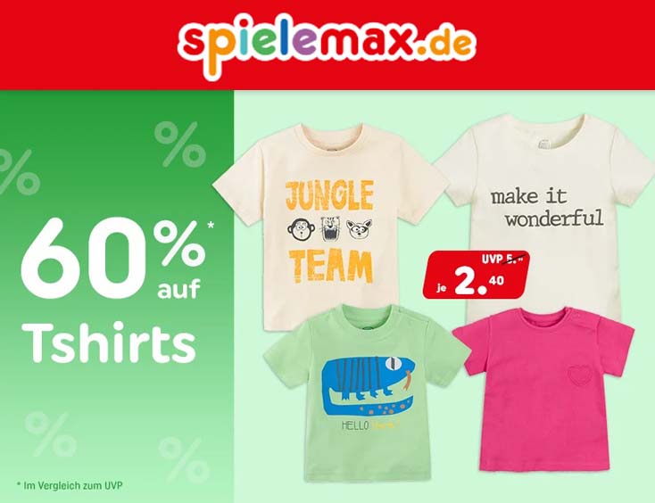 60% auf T-Shirts für Kids bei Spiele Max
