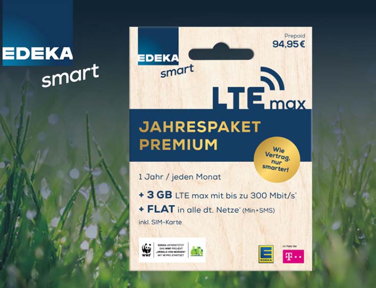 3 GB LTE max mit dem EDEKA smart Jahrespaket PREMIUM