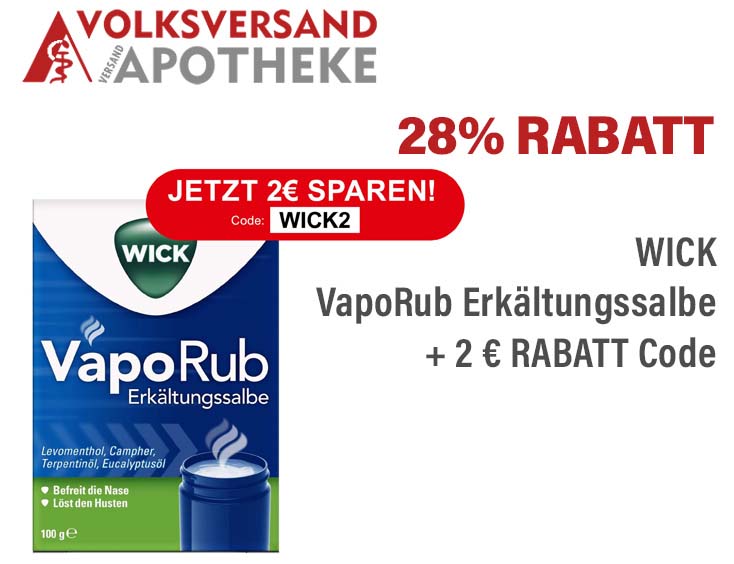 -28% | WICK VapoRub Erkältungssalbe + 2 € RABATT Code