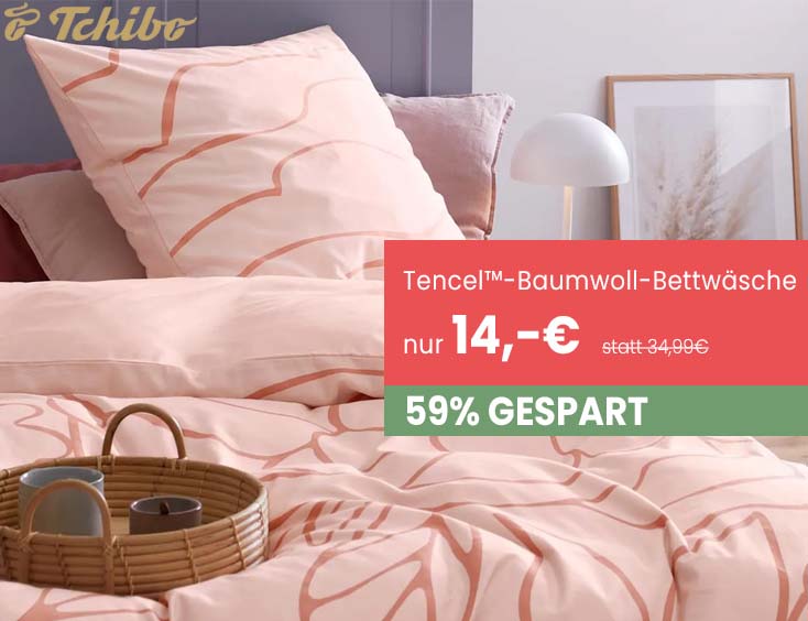 -57% | Tencel™-Baumwoll-Bettwäsche, Normalgröße, rosé