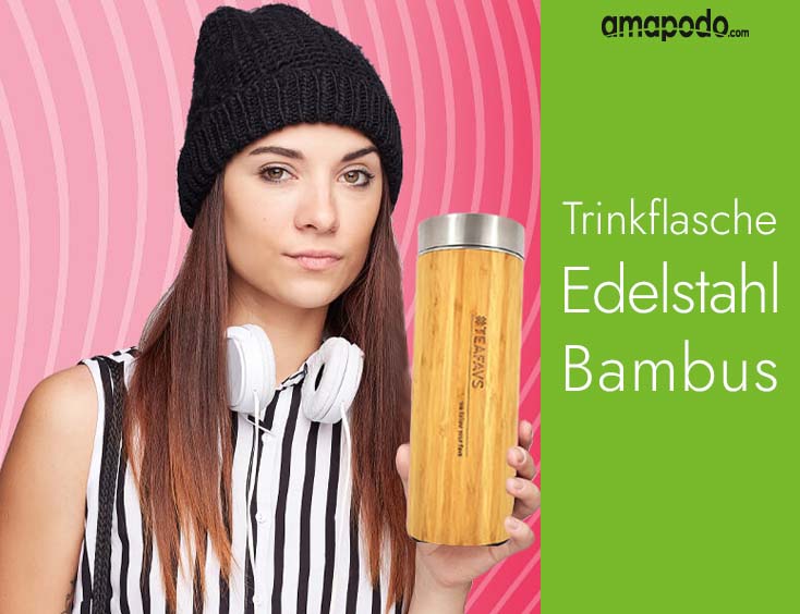 Trinkflasche Edelstahl Bambus