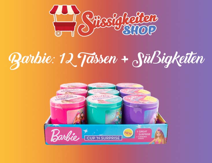 Barbie: 12 Tassen + Süßigkeiten