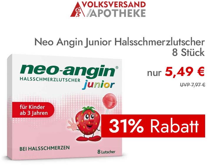 -31% |  Neo Angin Junior Halsschmerzlutscher, 8 Stück