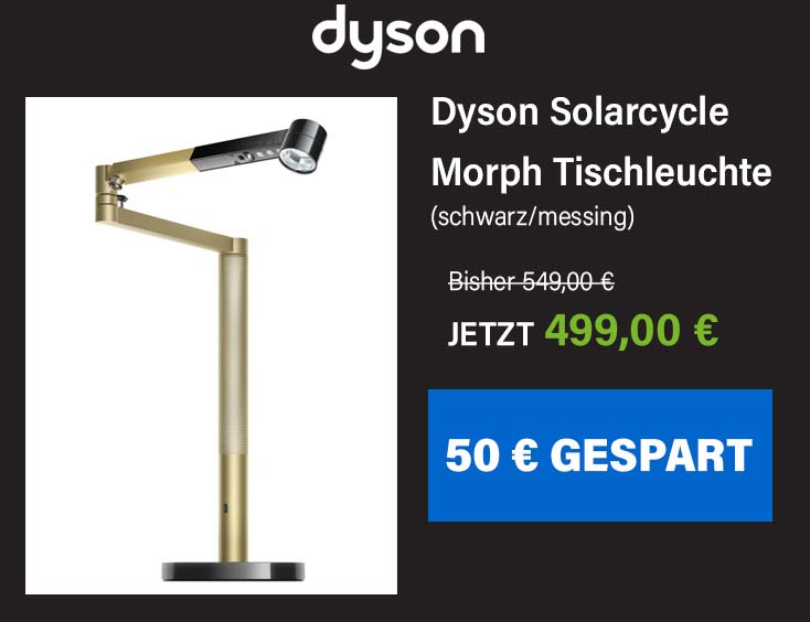 -50€ | Dyson Solarcycle Morph Tischleuchte (Schwarz/Messing)