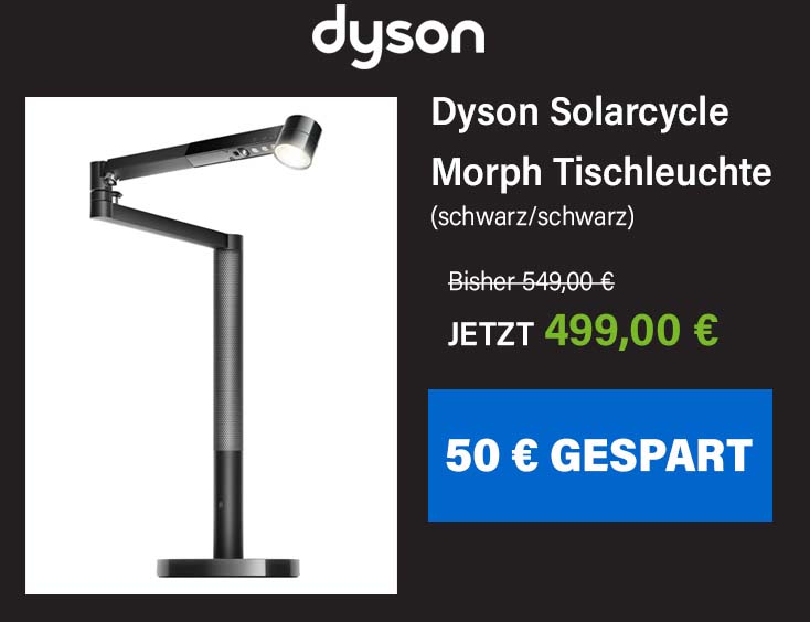 -50€ | Dyson Solarcycle Morph Tischleuchte (Schwarz/Schwarz)