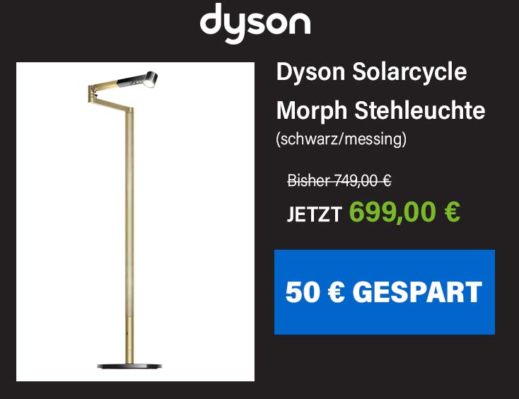 -50€ | Dyson Solarcycle Morph Stehleuchte (Schwarz/Messing)