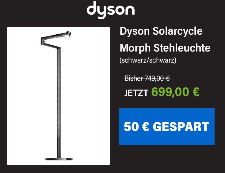 -50€ | Dyson Solarcycle Morph Stehleuchte (Schwarz/Schwarz)