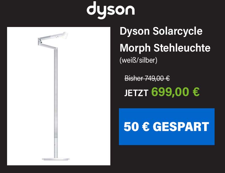 -50€ | Dyson Solarcycle Morph Stehleuchte (Weiß/Silber)