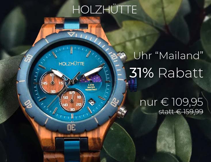 Holzhütte Holz-Uhr "Mailand" | 31% Rabatt