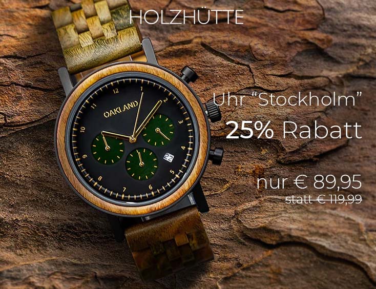 Holzhütte Holz-Uhr "Stockholm" | 25% Rabatt