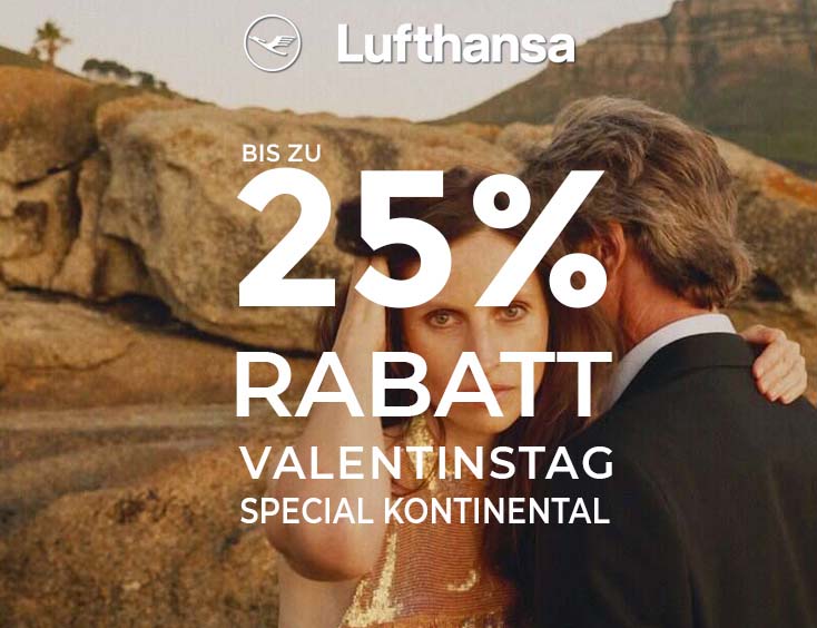 -25% | Lufthansa Valentinstag Special Kontinental