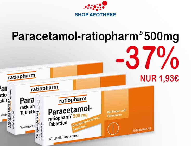 -37% | Paracetamol-ratiopharm® 500 mg | NUR 1,93 €