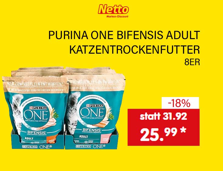 -18% | PURINA ONE Bifensis Adult Katzentrockenfutter 8er