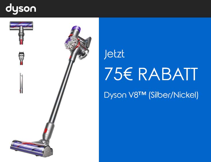 Jetzt 75€ RABATT | Dyson V8™ (Silber/Nickel)