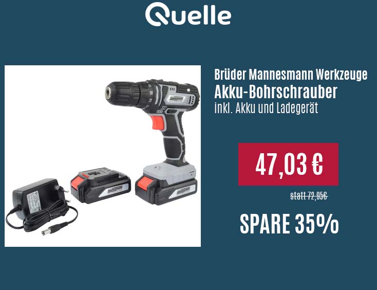 35 % Rabatt | Brüder Mannesmann Werkzeuge Akku-Bohrschrauber
