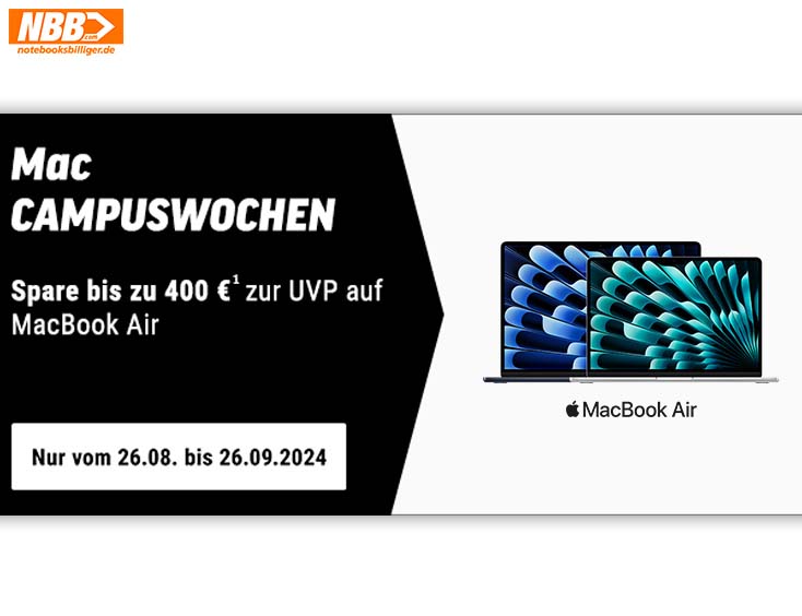 Mac Campuswochen – Bis zu 400 € Rabatt MacBook Air