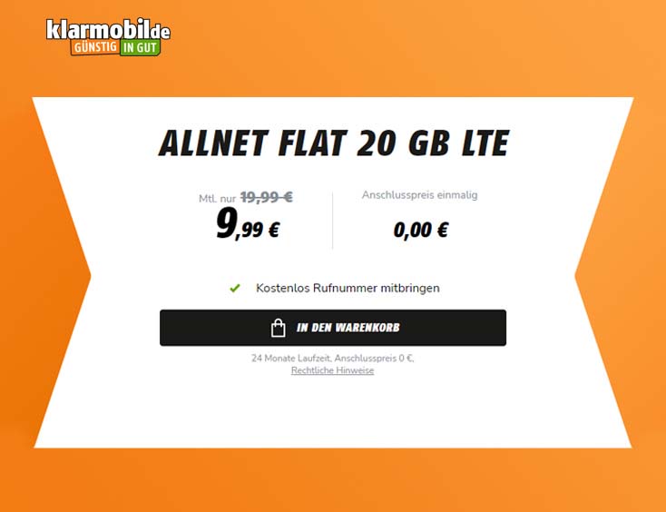 9,99 € | Allnet Flat 20 GB