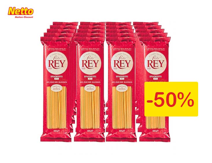 -50% | Pasta Rey Spaghetti 500 g, 20er Pack