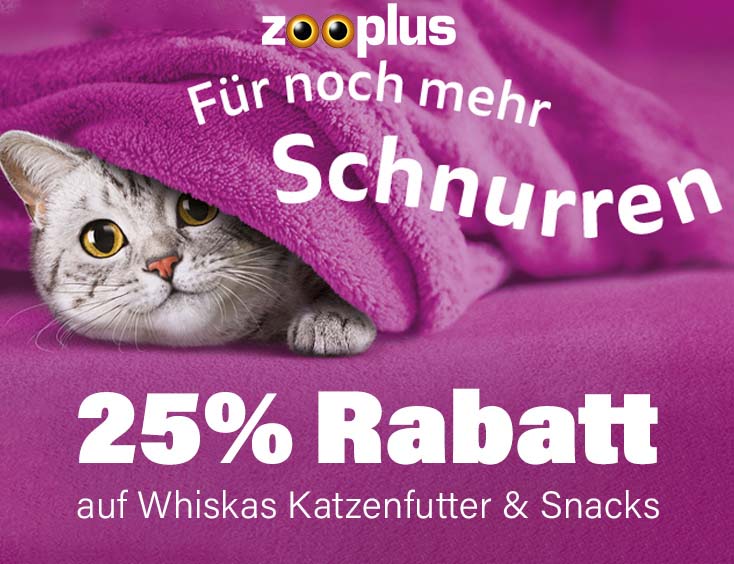 25% Rabatt auf Whiskas Katzenfutter und Snacks