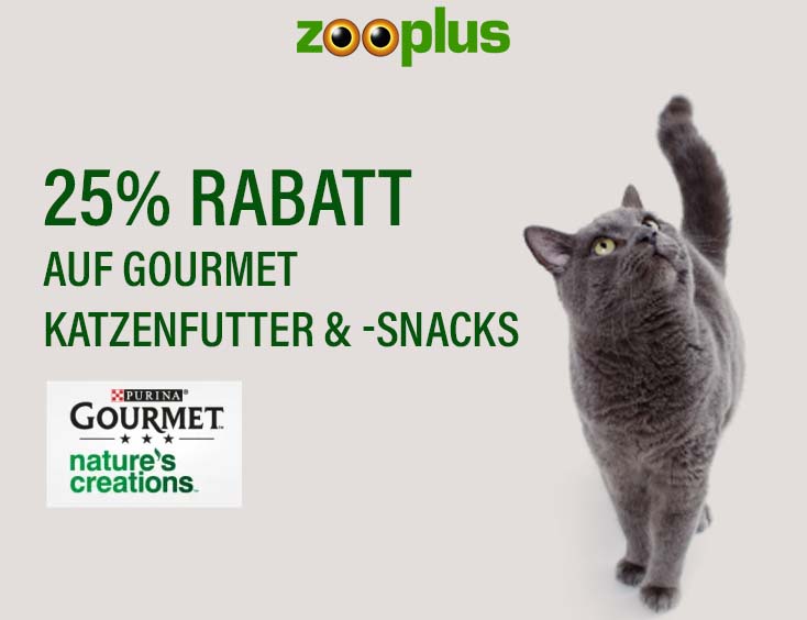 25% Rabatt auf Gourmet Katzenfutter und Snacks