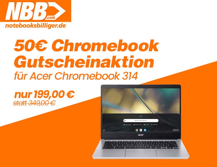 50 € Chromebook Gutscheinaktion für Acer Chromebook 314