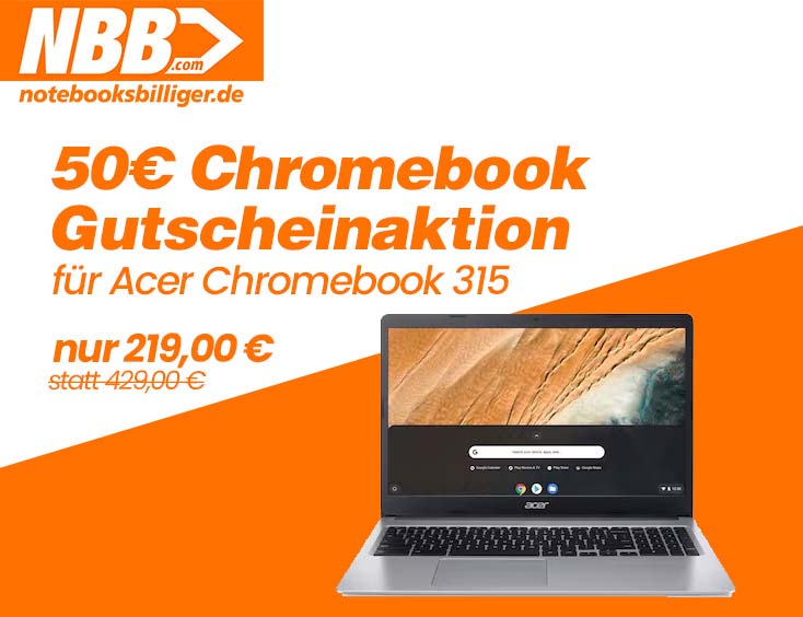 50 € Chromebook Gutscheinaktion für Acer Chromebook 315