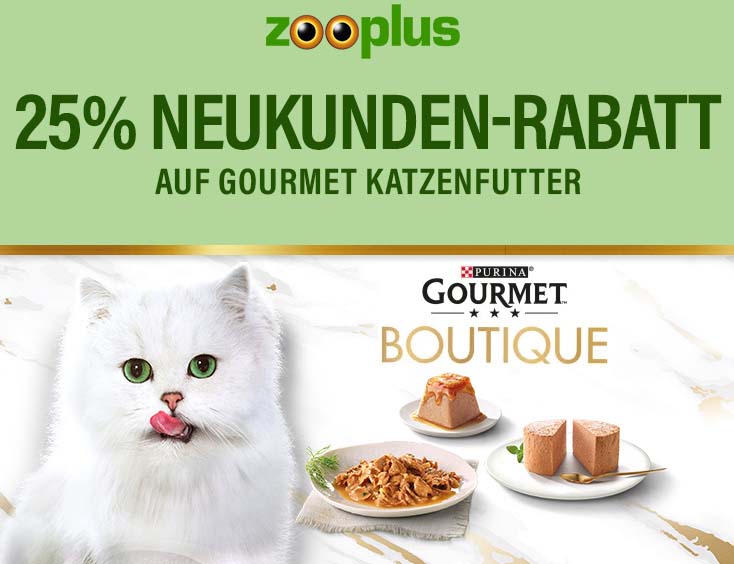 25% Neukunden-Rabatt auf Gourmet Katzenfutter