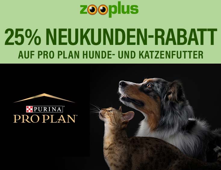 25% Neukunden-Rabatt auf Pro Plan Hunde- und Katzenfutter