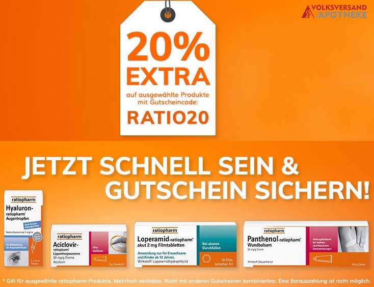 20% Rabatt auf Bestseller von ratiopharm