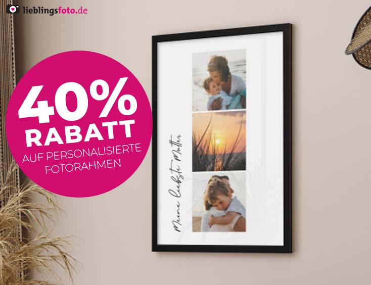 40% Rabatt auf personalisierte Fotorahmen