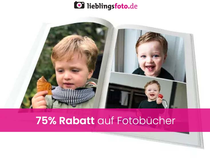 75% Rabatt auf Fotobücher bei Lieblingsfoto.de!