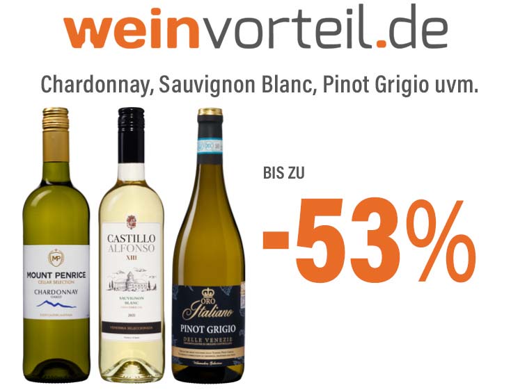 -53% | Chardonnay, Sauvignon Blanc, Pinot Grigio