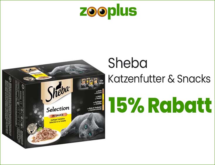 15% Rabatt auf Sheba Katzenfutter und Snacks