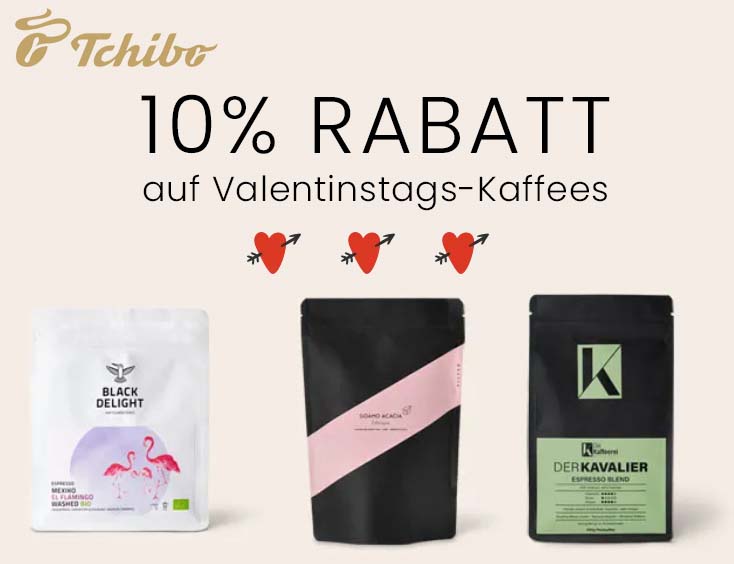 10% Rabatt auf Valentinstags-Kaffees
