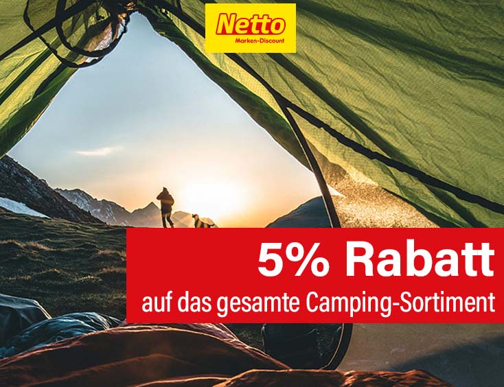 5 % Rabatt auf das gesamte Camping-Sortiment