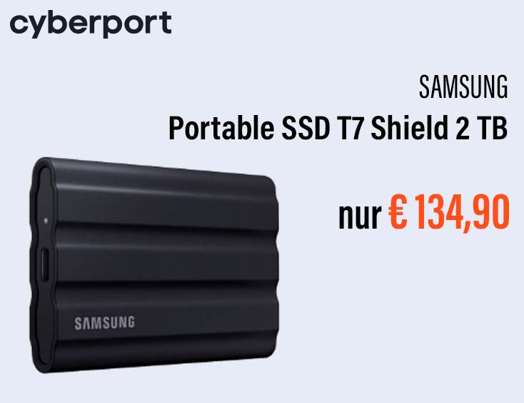 Samsung Portable SSD T7 Shield 2 TB zum Schnäppchenpreis