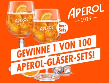 Gewinne 1 von 100 Gläsersets mit Aperol