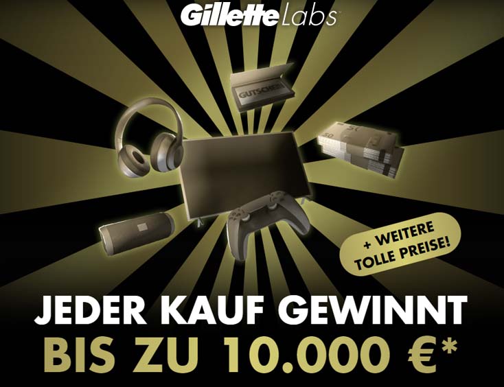 Gilette-Labs Gewinnspiel: Bis zu 10.000 €